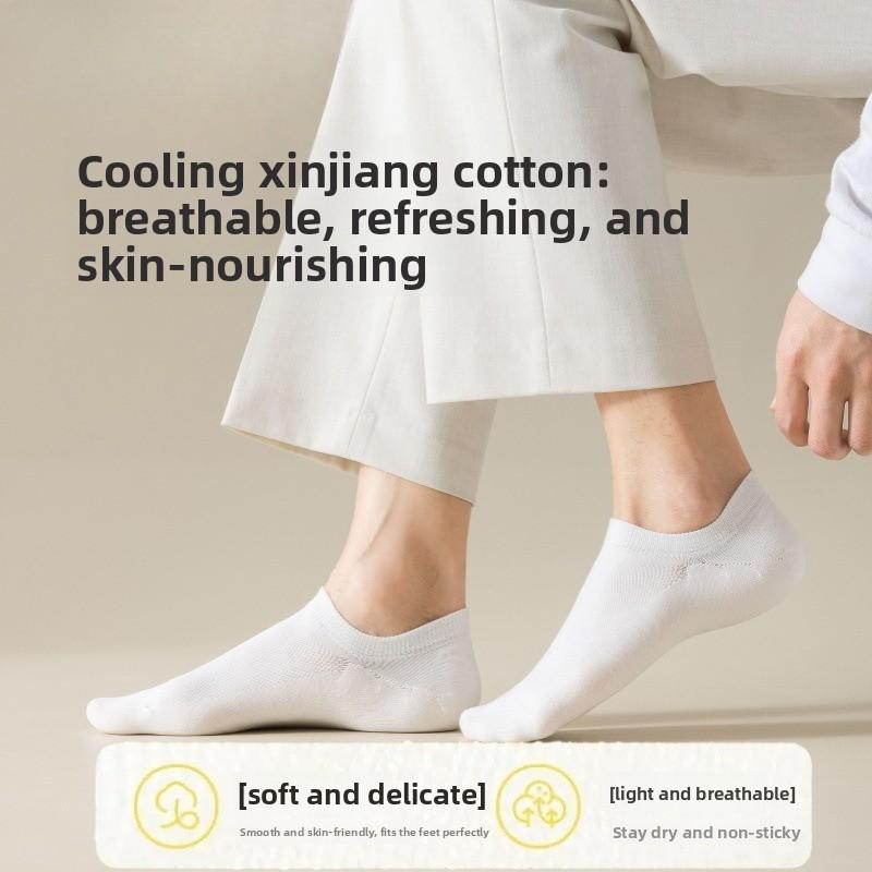 Cotton Sock Without Arch Support - Men's Summer Lightweight Boat Shoes - Pure Cotton Low-top Short Socks - Deep Opening - No Heel - Invisible Sock