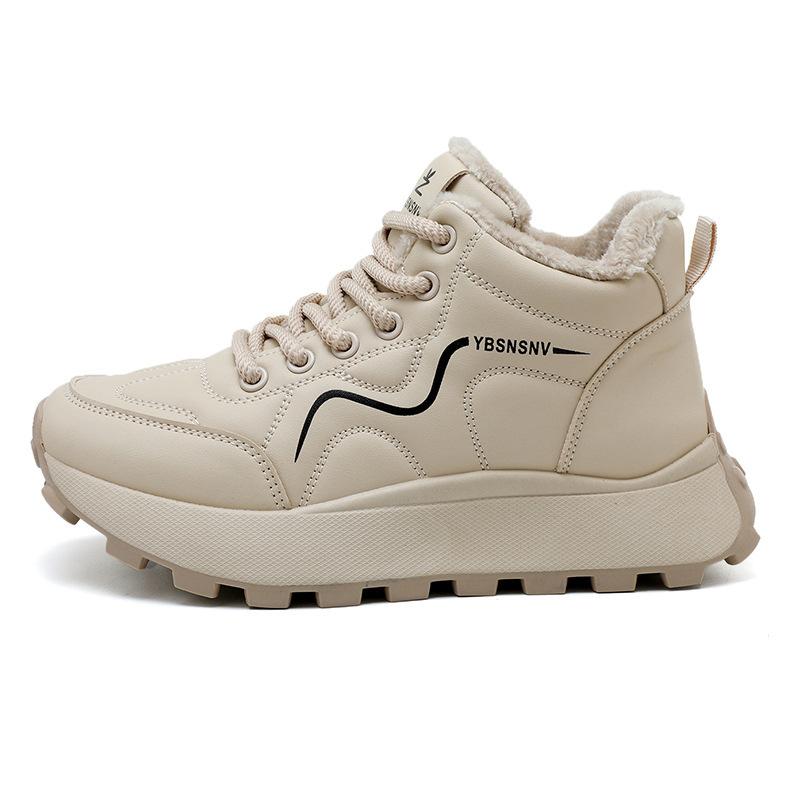 

YBF thick-soled winter new velvet thickened short boots to increase the height of casual sports cotton shoes warm dad shoes 35 хаки