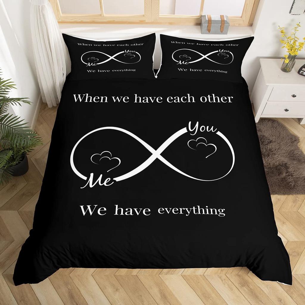 Custom Lover Bedding Set Personalized Duvet Cover Pillowcase Romantic Gift for Couple Room Decor