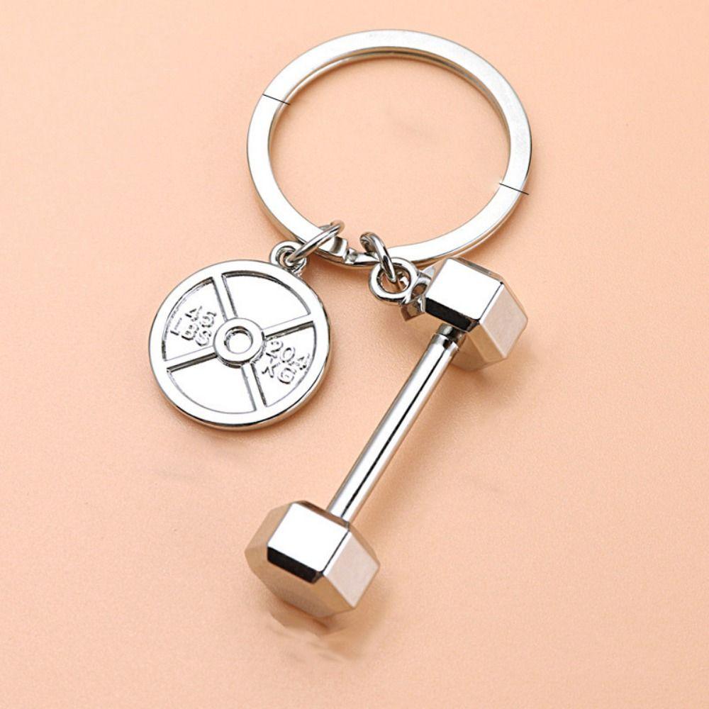 Baseball Fitness Equipment Key Ring Barbell Dumbbell Baseball Keyring Fitness Keychain  Bag Pendant