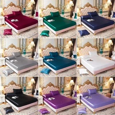 Sábana ajustable de satén de rayón de alta gama, Sábana de cama de Color sólido sedoso, sábanas con banda elástica, Sábana suave, Funda de colchón 140x200 160x200