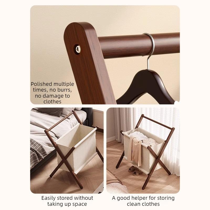 Bedroom Standing Coat Rack Wooden Folding Clothes Racks Multifunctional Clothing Organizer Stand Aesthetic Dress Storage Stands