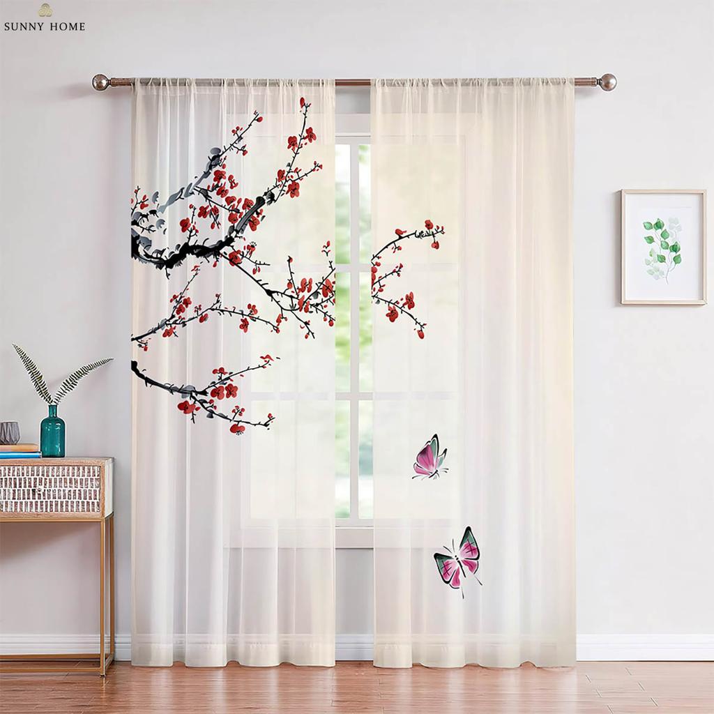 Set Of 2 Landscape Ink Painting Printed Curtains Black White Bedroom Living Room Study Decorative Made Polyester Great Window Treatment