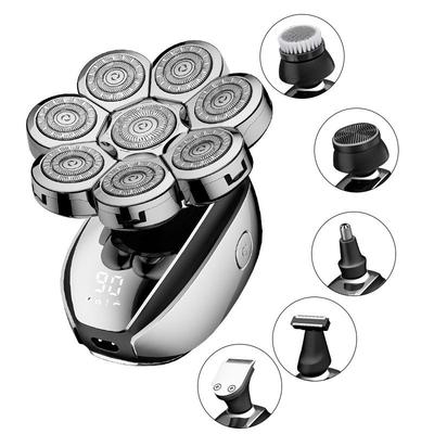 Solimpia 6-i-1 Elektrisk Hodebarbermaskin for Skallede Menn 7 Blader Flytende Barberhøvel Hårtrimmer USB Oppladbar LED-Skjerm Skjeggbarbermaskiner