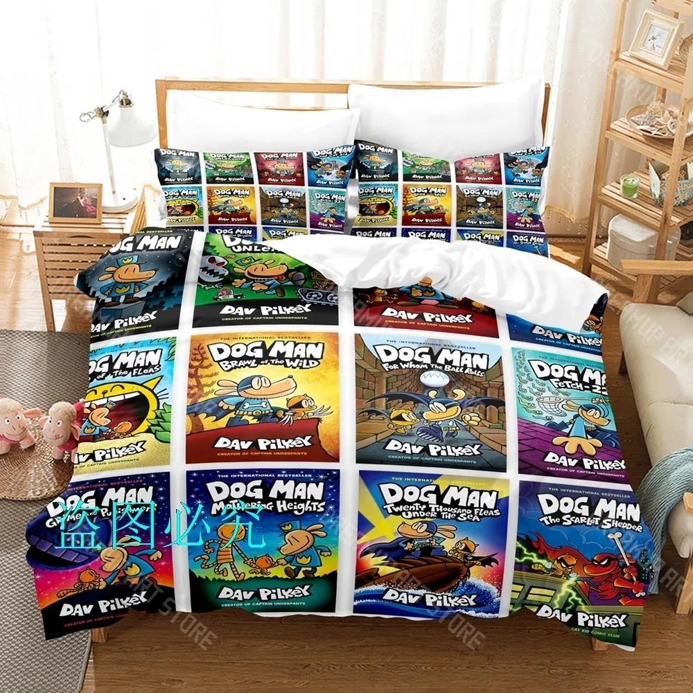3D Print DOG MAN Cartoon Bedding Set Single Twin Full Queen King Size Bed Set Adult Kid Bedroom Duvetcover Sets