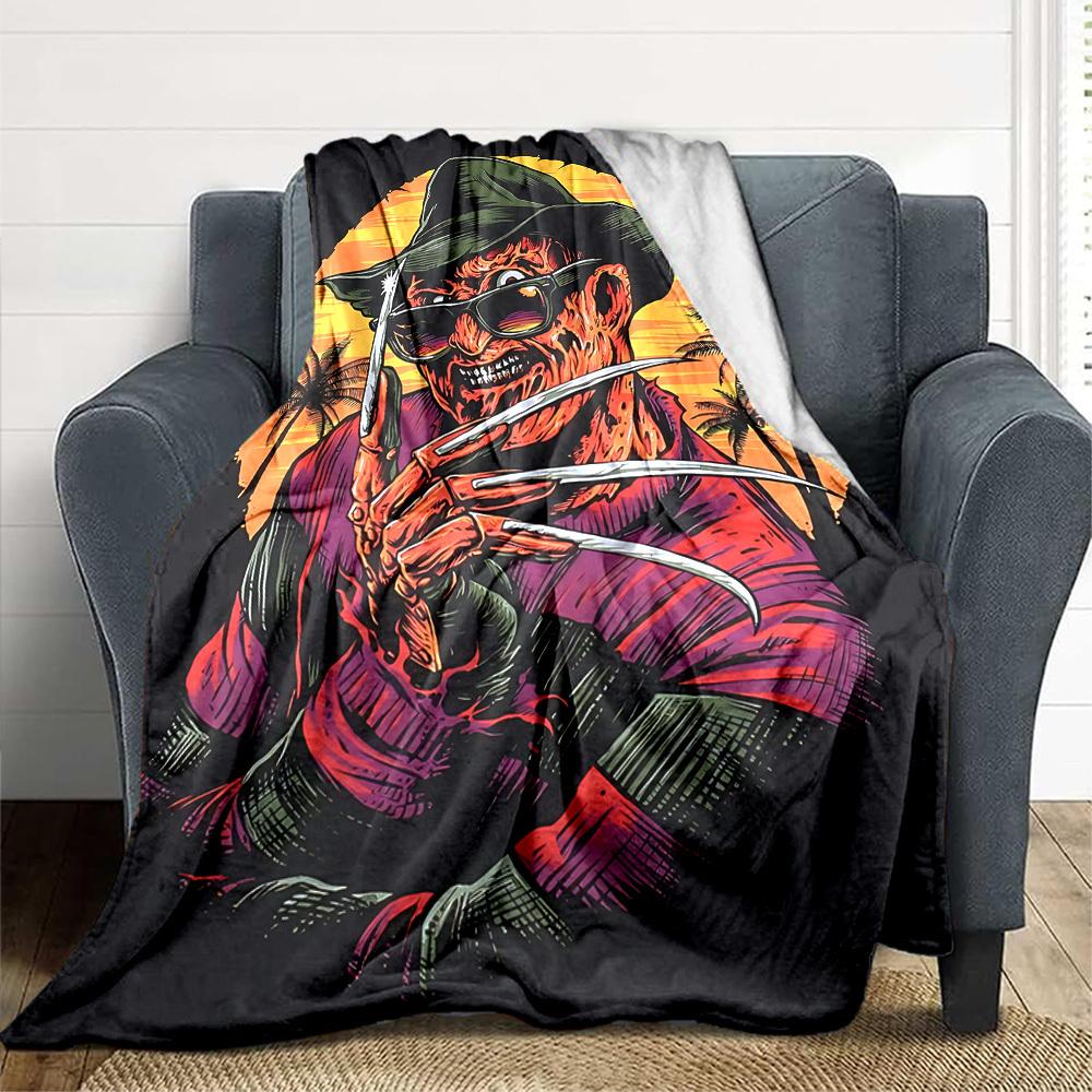1pc A Nightmare on Elm Street Flannel Throw Blanket - HD Printed Lightweight Soft Warm All-Season Blanket for Sofa, Bed, Travel, Camping 067
