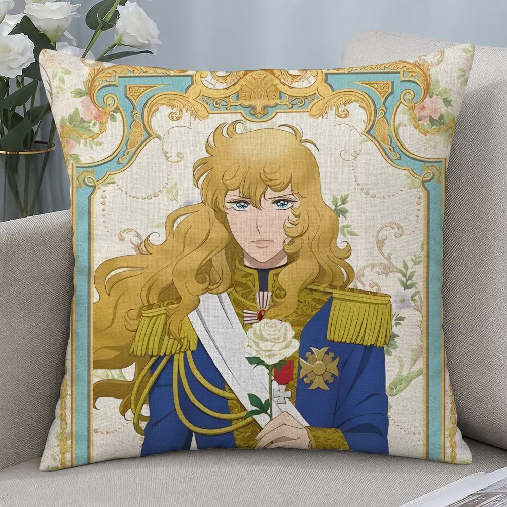 Anime The Rose of Versailles Lady Oscar Cushion Cover Cushion Covers Natural Linen Breathable Sofa Bedroom Decor Pillowcase