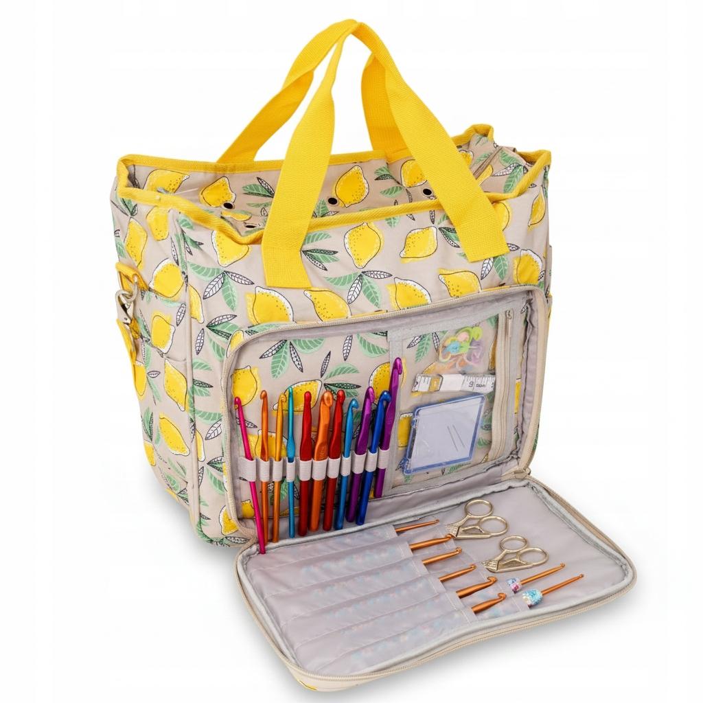 Lemon Yarn And Knitting Accessories Bag With Organizer