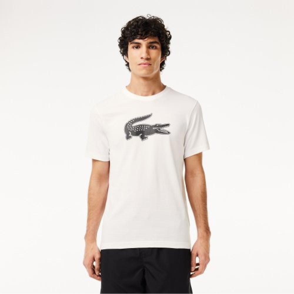

LACOSTE Мужская базовая футболка с коротким рукавом из крупной крокодиловой кожи [белая]