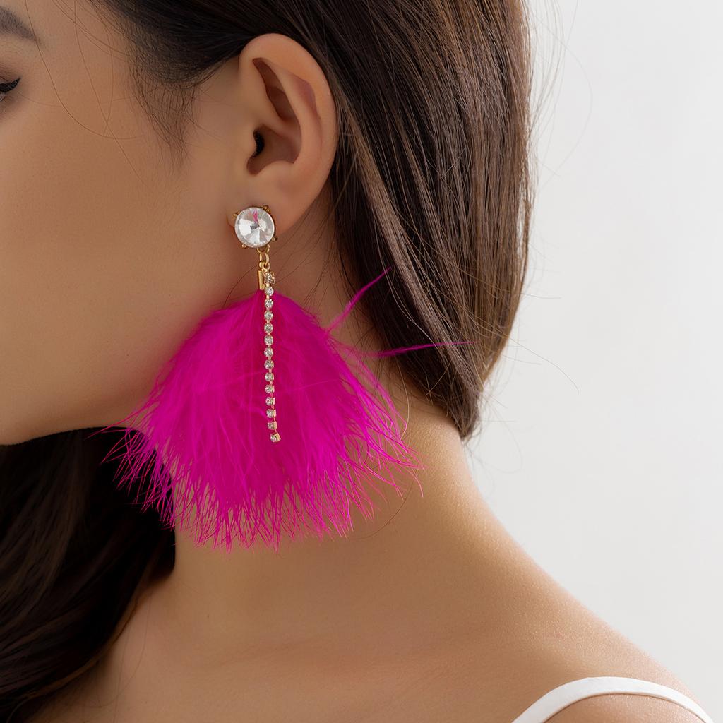 Temperament Feather Fringed Imitation Pearl Earrings, Retro Style Personality Simple Niche Stud Earrings For Women
