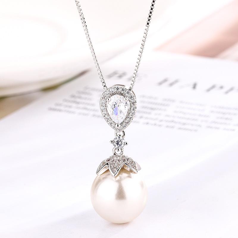 Schmuck Kupferboden Vergoldet Eingelegte Perle Temperament Leichter Luxus Anzug Frauen 14-12Mm