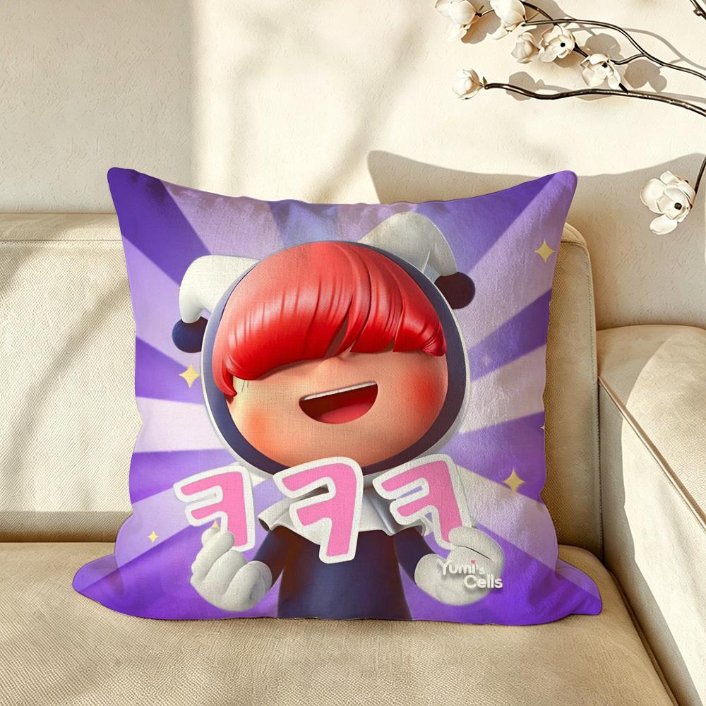 Anime YYumis CCells TThe Movie Cushion Cover Pillow Case Antidustmite Pillowcase Silky Short Plush Sofa Cushion Cover hot