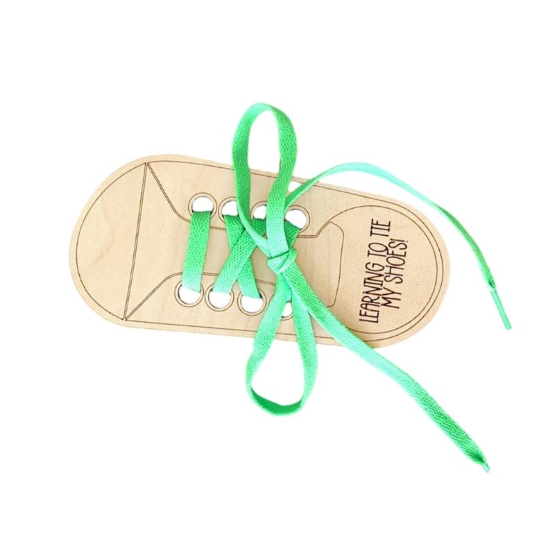  Smooth Wooden Threading Lacing Shoe Toy with Colorful Laces Shoe Lace Practice Board for Children Safe and Fun Learning