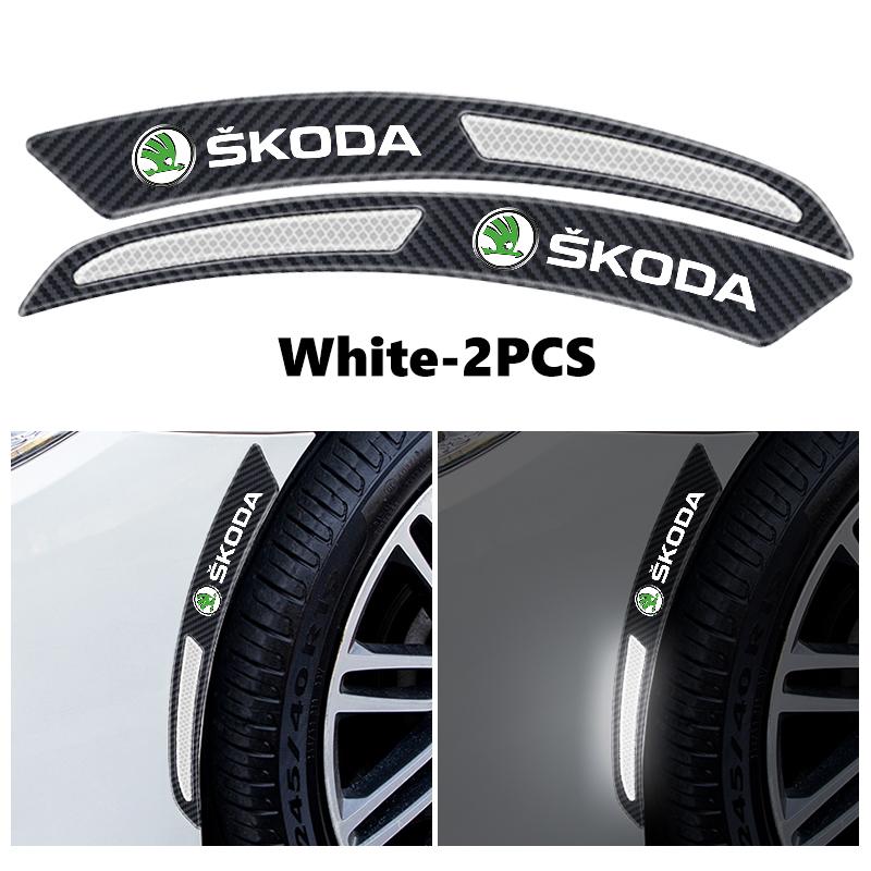 cycr3 For Skoda Carbon Fiber Car Wheel Eyebrow Fender Sticker Reflective Strips Warning Protector Strip Octavia Superb RAPID FABIA