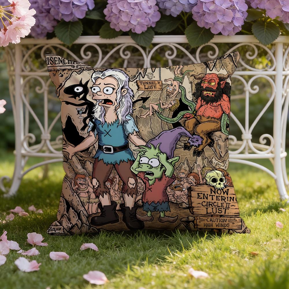 Anime D-DisenchantmentS Cushion Cover Home & Car Dual-Scene Pillow Cover: Reversible for Premium Comfort