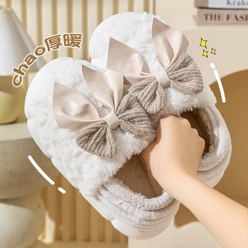 Waterproof cotton slippers women's bag heel wear new indoor home thick warm plush cotton shoes men