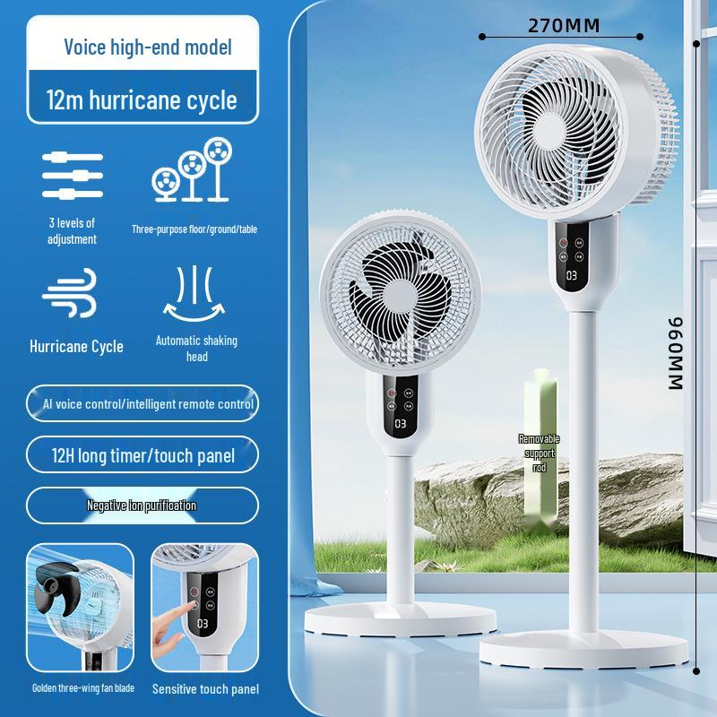 Smart Remote-Controlled Oscillating Electric Fan: Low Noise Floor & Table Air Circulation Fan