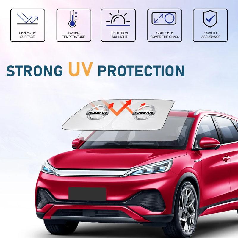 CKKTXC1 Car Sun Visor Front Windshield Sunshade Sun Protection Accessories For Nissan Qashqai J11 J10 Juke X Trail T32 Tiida Leaf Versa