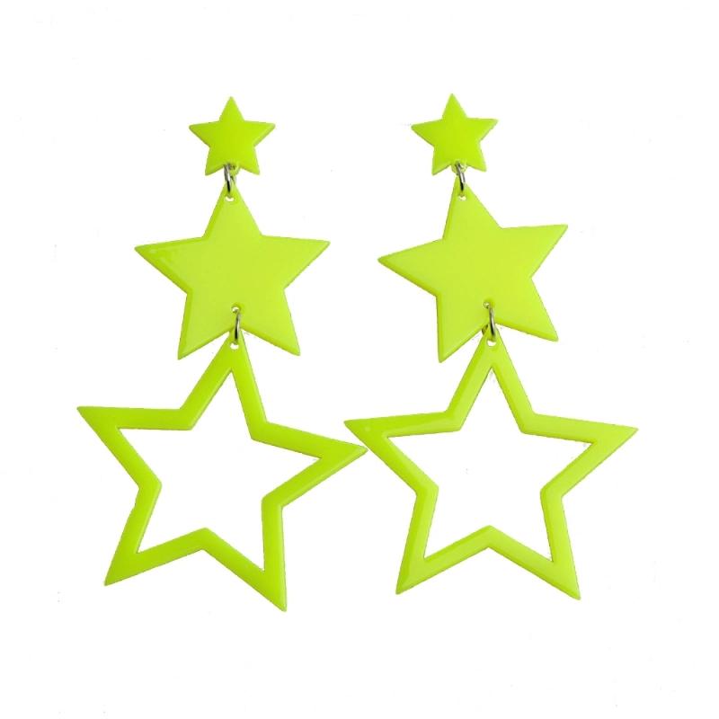

Жіночі сережки зі зірками Неонові порожні сережки зі зірками Висячі сережки з блискучими зірками Ювелірні вироби Подарунок День Святого Валентина