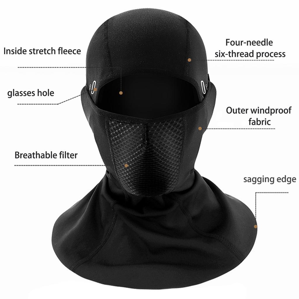 Balaclava Ski Mask Windproof Full Face Mask for Fishing Running Cycling Racing Black