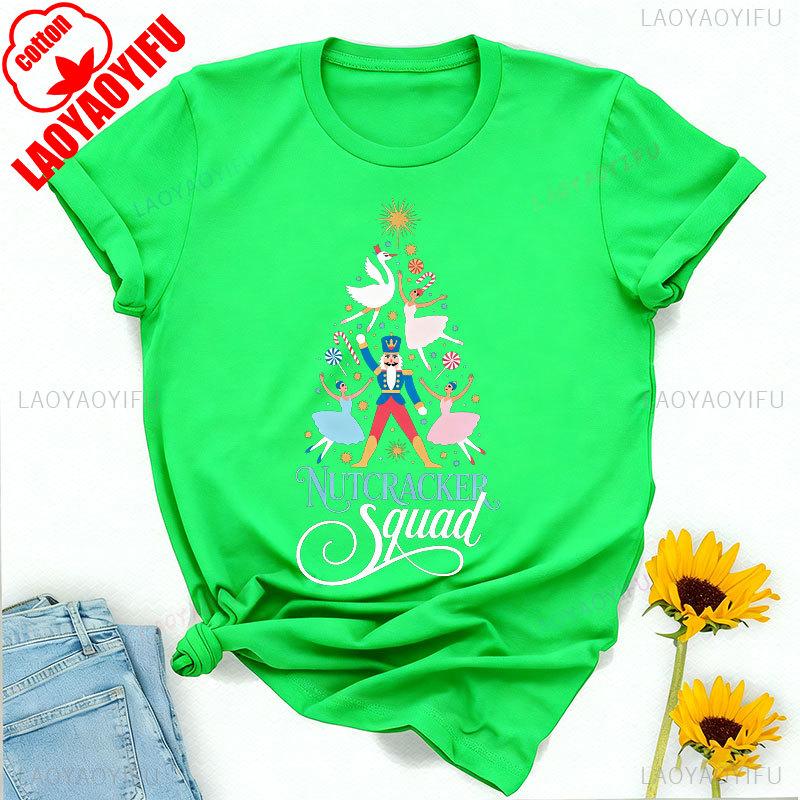 Merry Christmas Nutcracker Squad Christmas Tree Shirt Holiday Ballet Tee Crewneck Casual Style Allmatch Printed Tshirt Tops