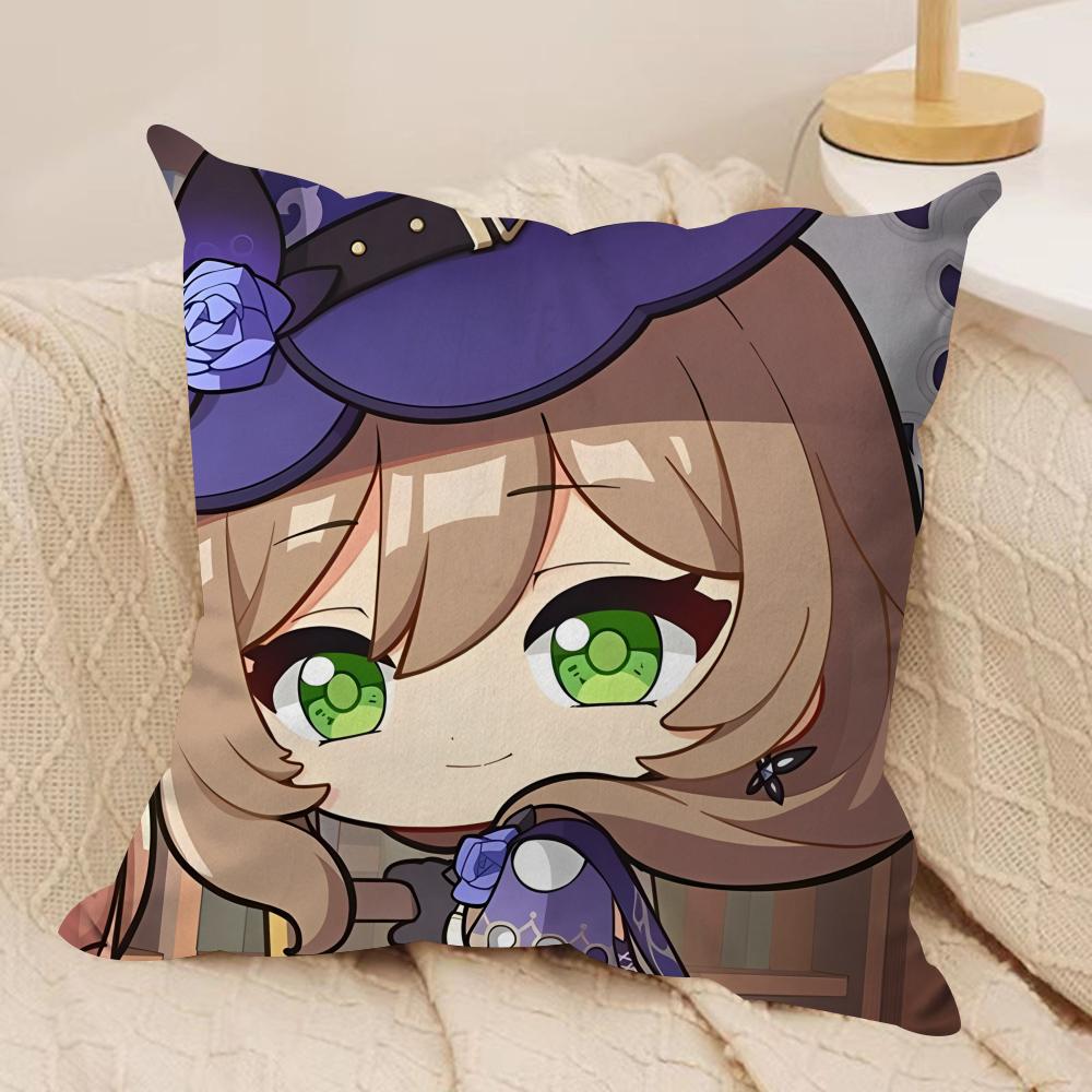 Lisa Cute Cute Genshin Impact Cushion Cover Silky Short Plush Invisible Zipper Dustproof Sofa Pillow Case For Home Decor