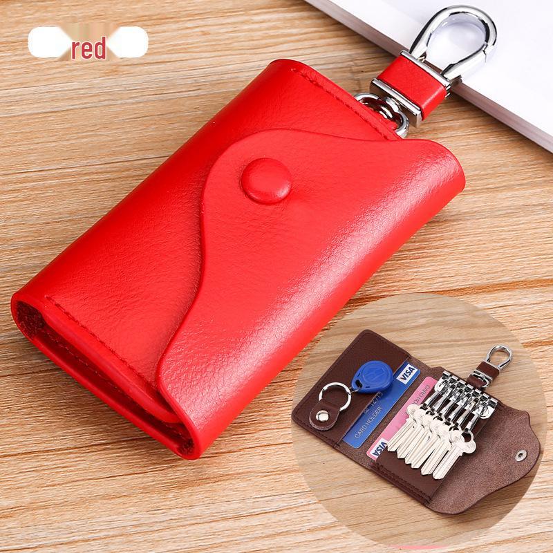 

Genuine Leather Multifunctional Car Key and Card Holder - Large Capacity, Waist-Hanging Design