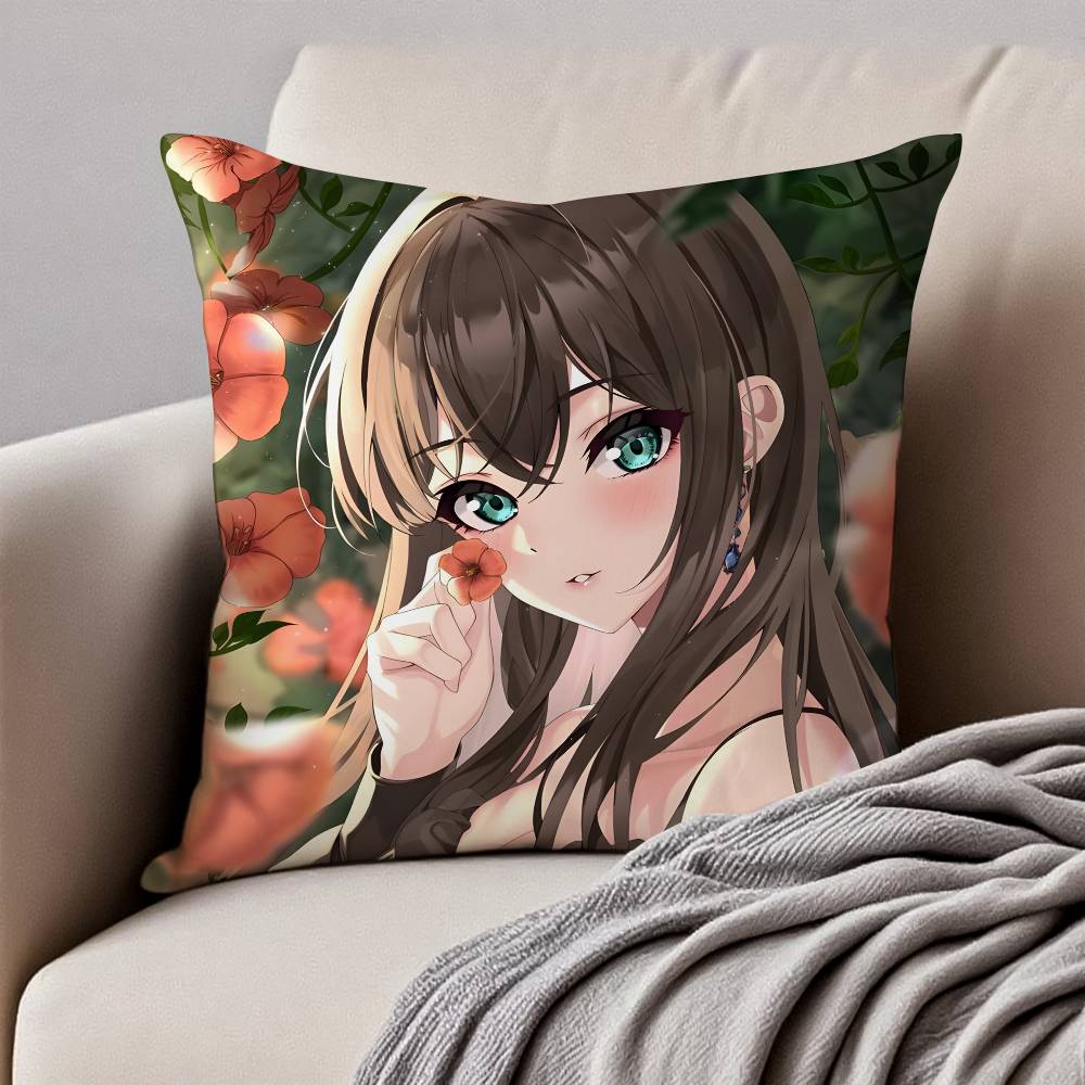 R-Rin S-Shibuya Cartoon Animation Pillow Case Anti-dustmite Pillowcase Invisible Zipper Silky Short Plush Sofa Cushion Cover