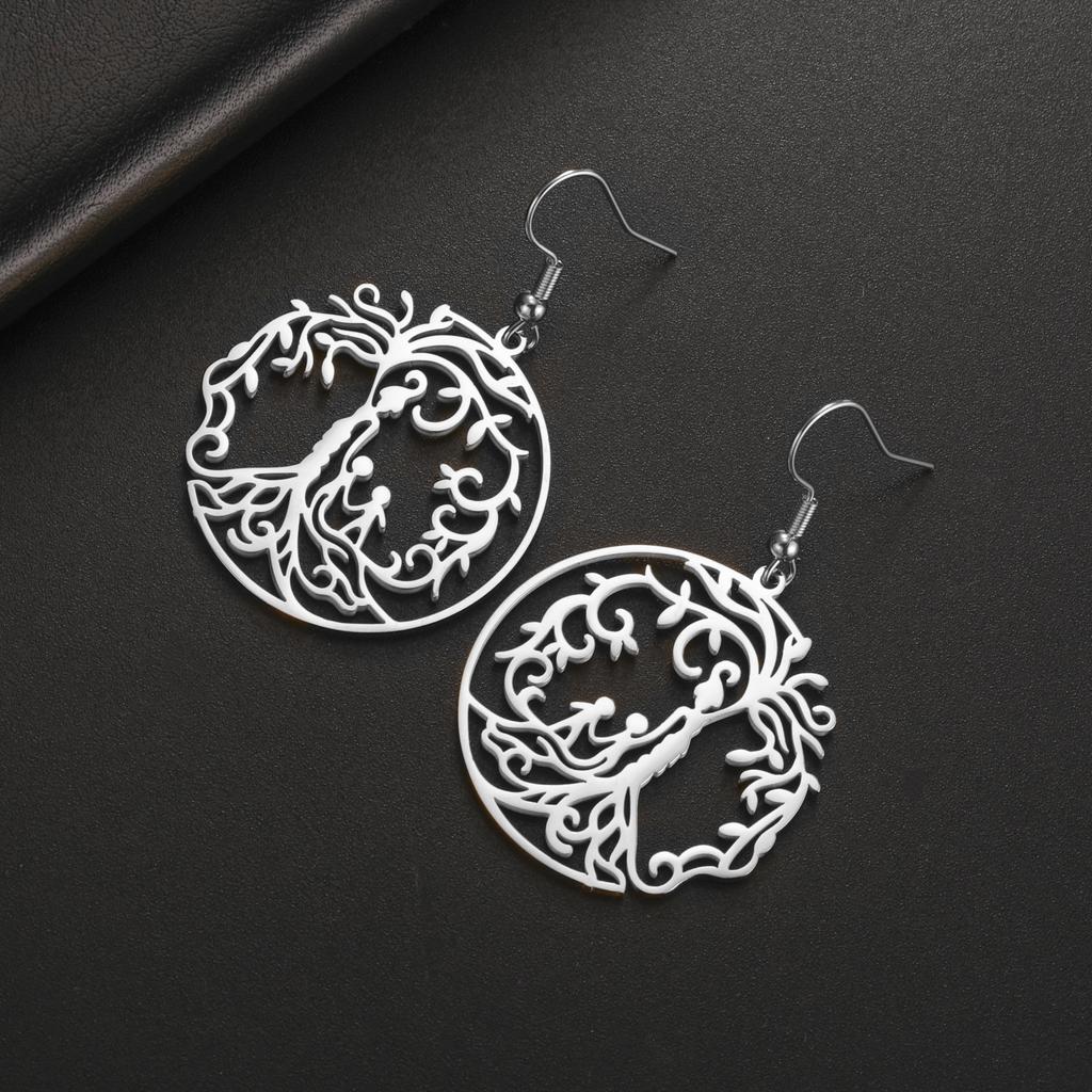 LIKGREAT Hot Sale Son Daughter Stainless Steel Tree of Life Drop Earrings Girls Boys Earring Jewelry for Women Family Gifts 2025