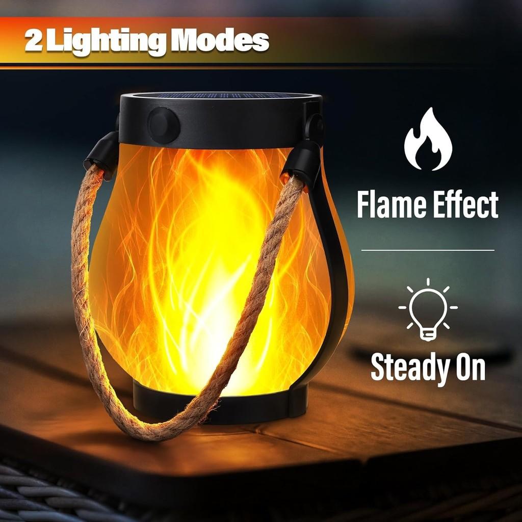Solar Flame Lanterns Outdoor Decor Led Rope Light For Camping And Garden