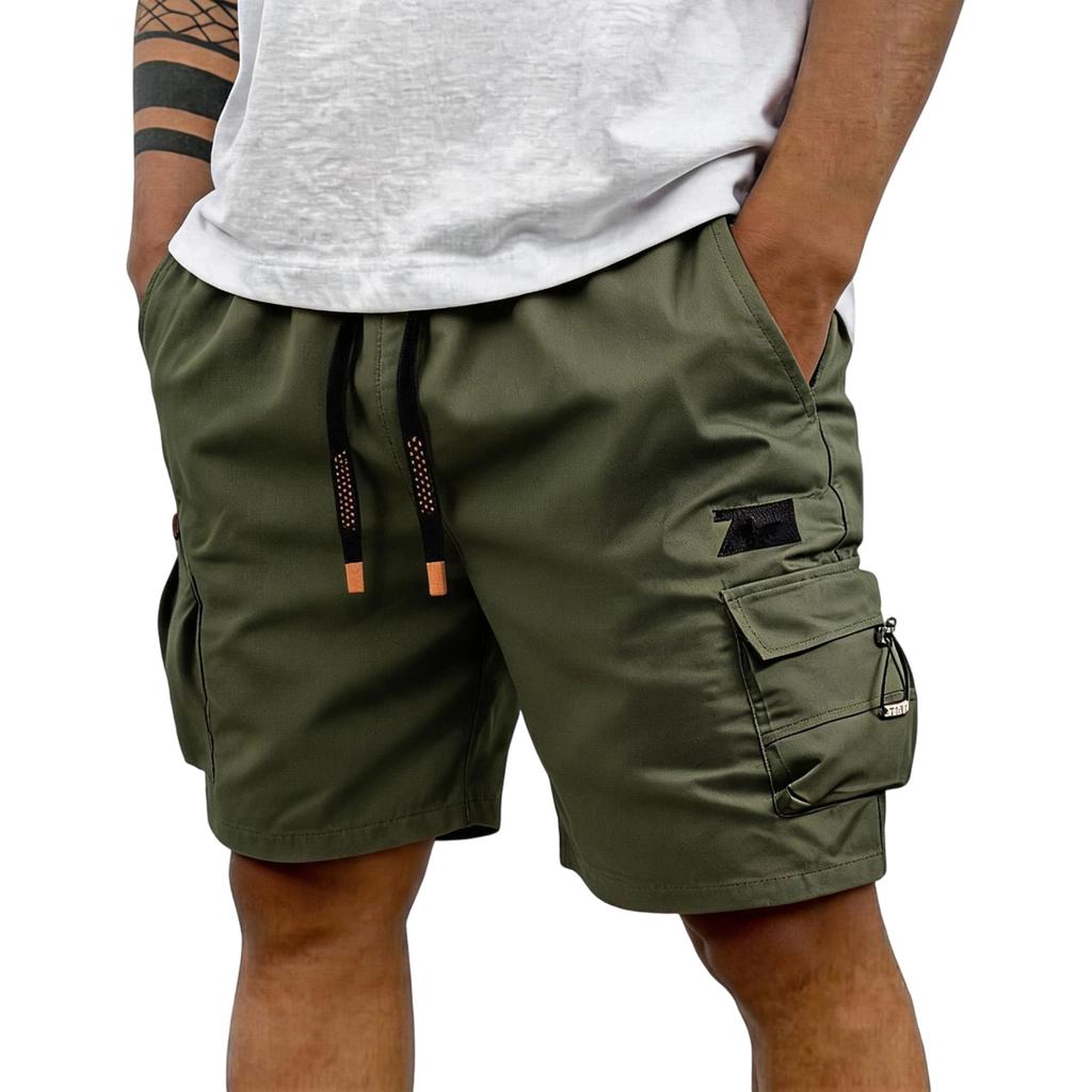 Men’s Golf Cargo Shorts Loose Fit Cotton Shorts with Elastic Waistband and Multiple Pockets for Casual Outdoor Activities