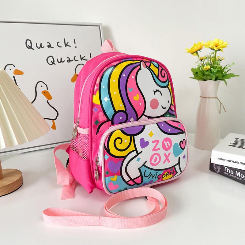 School Canvas Kids Backpack With Car And Unicorn Prints For Boys And Girls