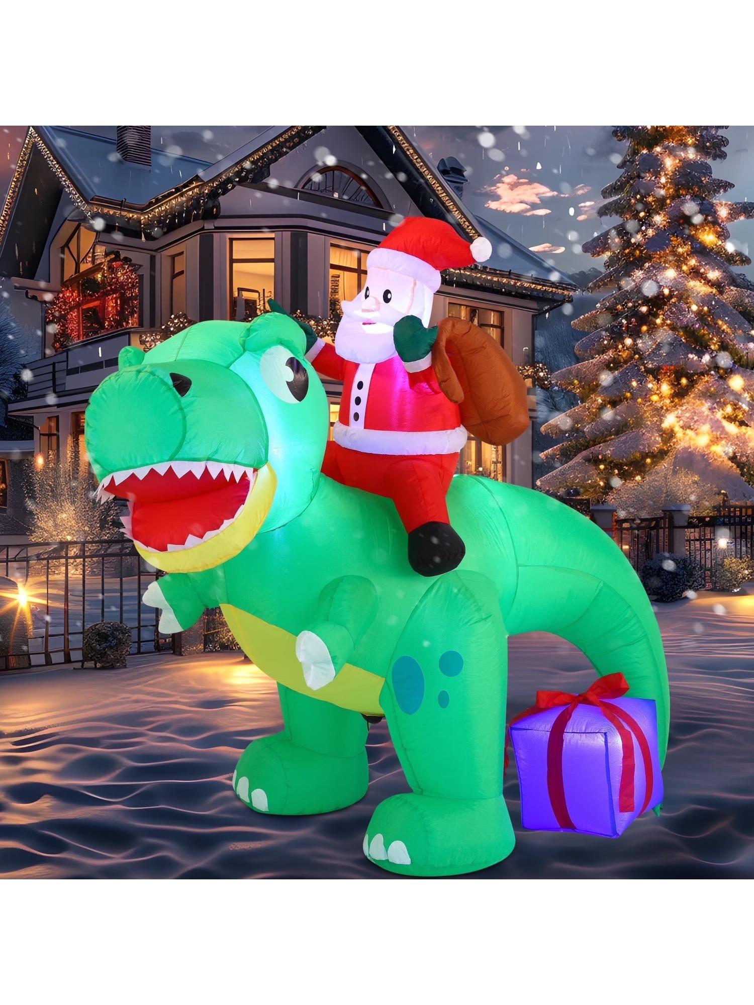 

Joyfy 6 FT Christmas Inflatables Santa Dinosaur Outdoor Decorations Christmas Blow Ups Yard with Built-in LEDs for Holiday Party