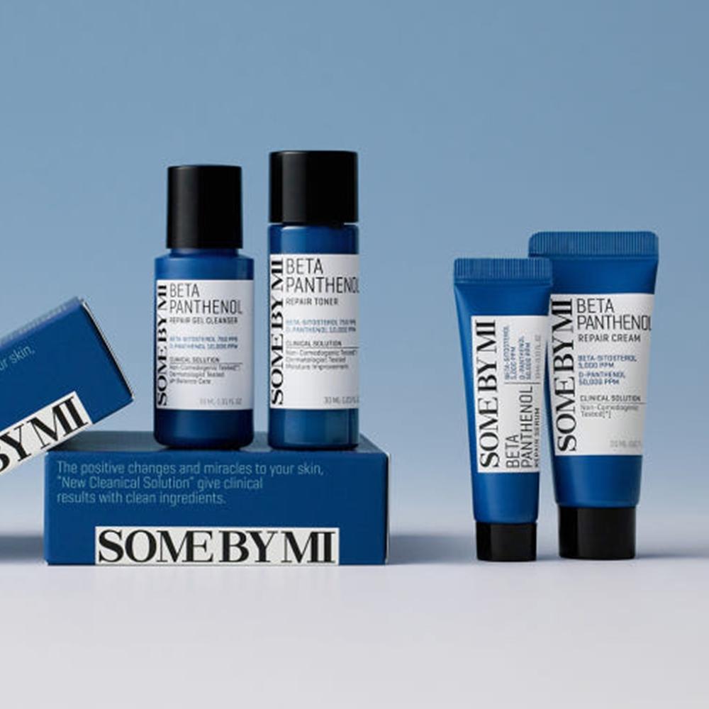 SOME BY MI Beta Panthenol Repair Starter Kit 4-Step Set (Cleanser 30ml + Toner 30ml + Serum 10ml + Cream 20ml)