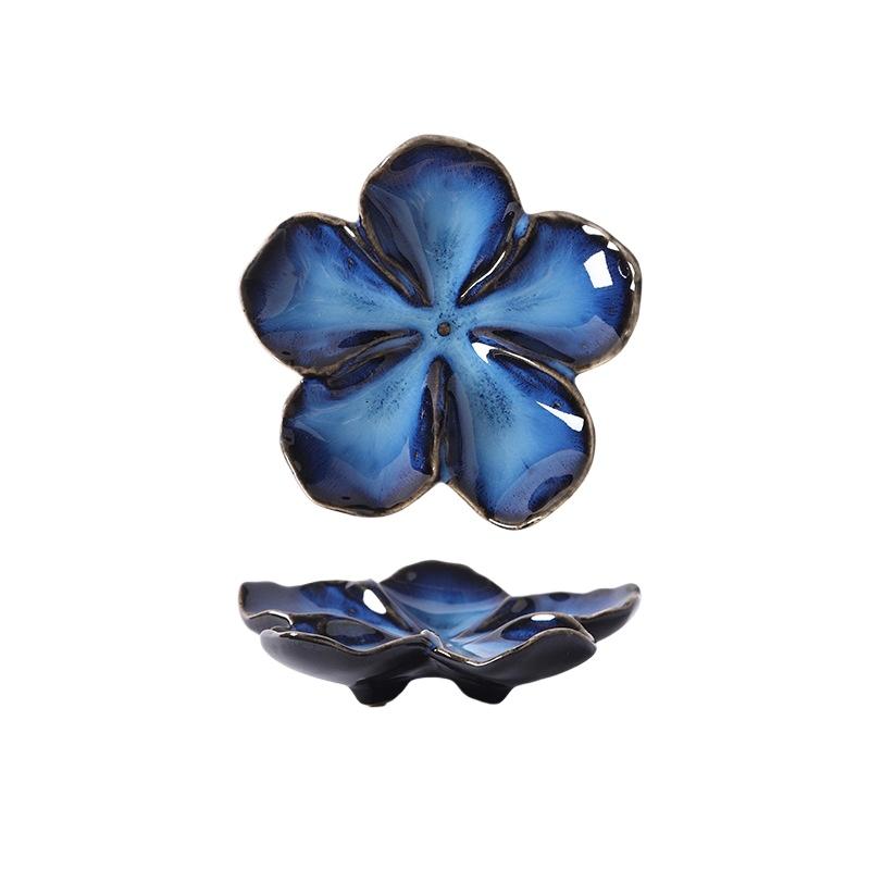 Vintage Ceramic Craft Dish Flower Shaped Small Dish Creative Dipping Sauce Small Dish Multi-color Kiln Transformed Dish Gift