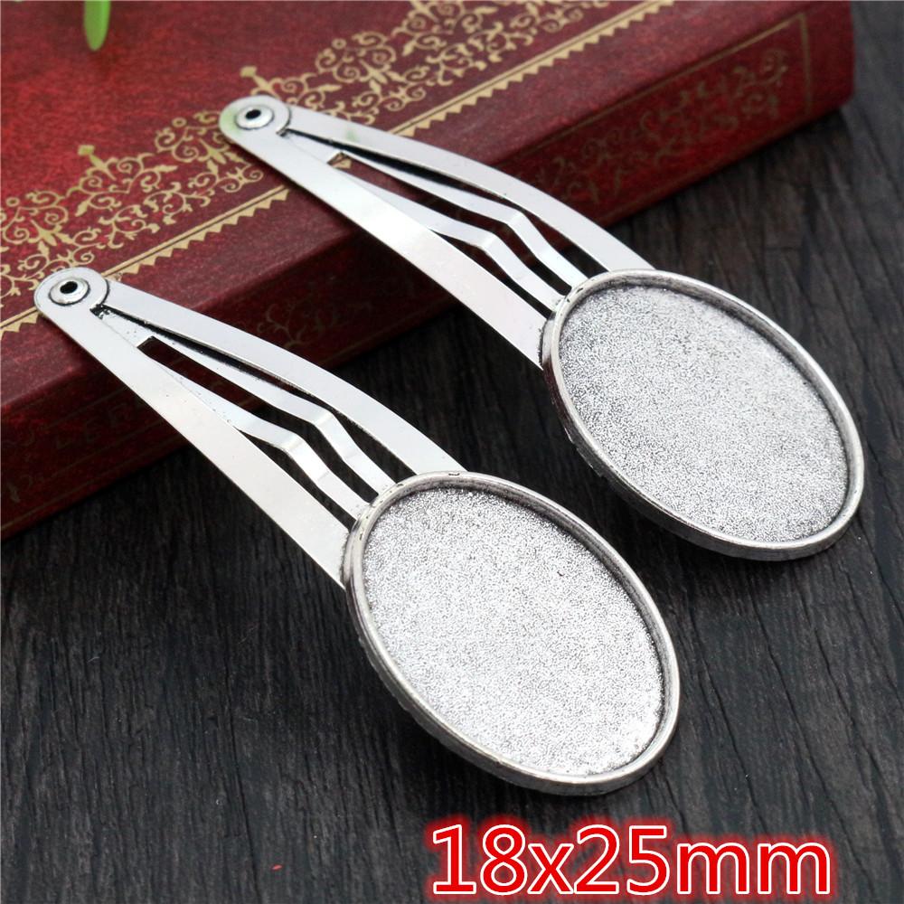 5pcs 20mm 18mm 18x25mm Inner Size Round/Oval Copper Material Hairpin Hair Clips Hairpin Base Setting Cabochon Cameo 