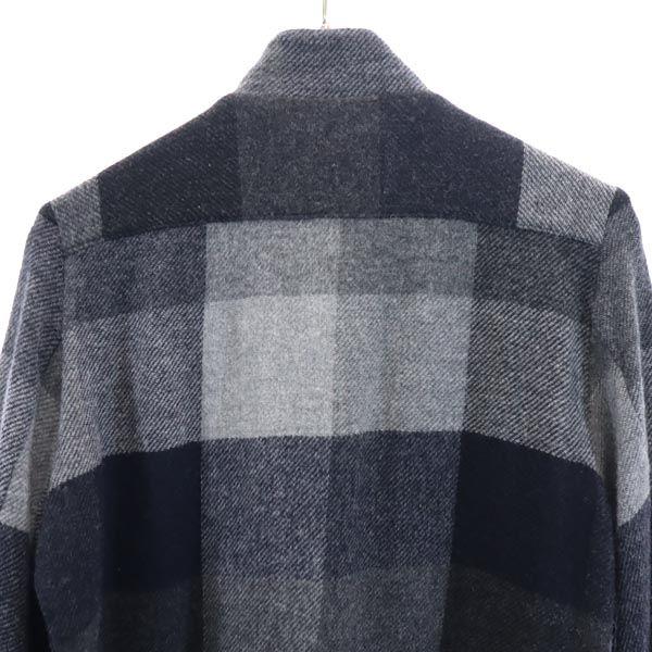 STEPHAN SCHNEIDER Check Pattern Stand Collar Wool Jacket 3 Gray Men's Used