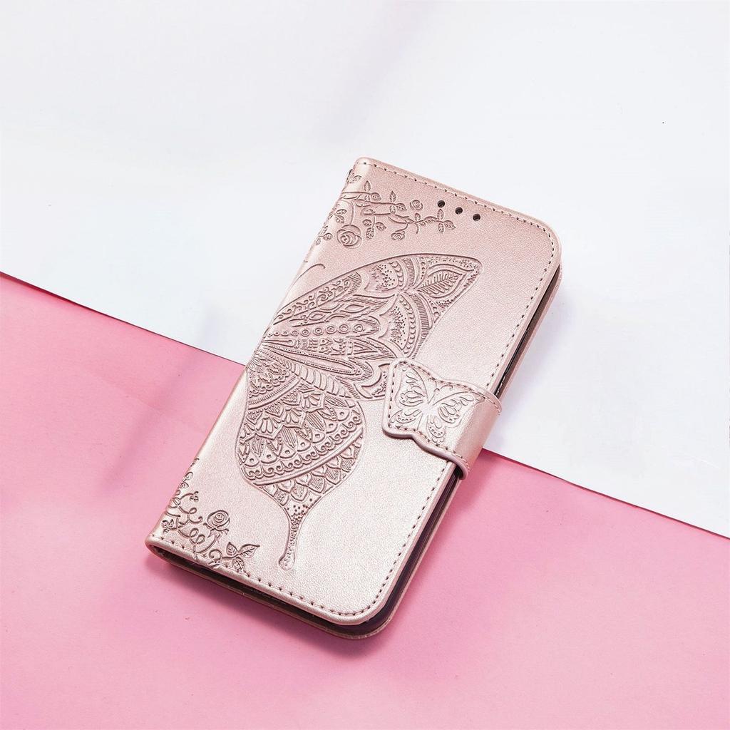 Butterfly Embossed Leather Wallet Flip Case for Samsung Galaxy S26 S25 S24 S23 S22 S21 S20 Ultra Plus FE Edge, Card Holder Cover