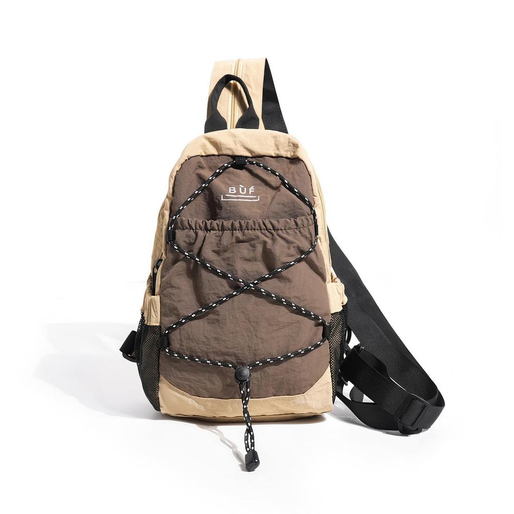 Schoolbag Mountain Fog Purple Ash Drawstring Function Lightweight Mountaineering Backpack Couple Outdoor Hiking Breast Bag