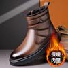 Winter New Designer Snow Boots for Men Genuine Leather Warm Cotton Shoes Man Fashion Casual Solid Color Platform Ankle Boot Male