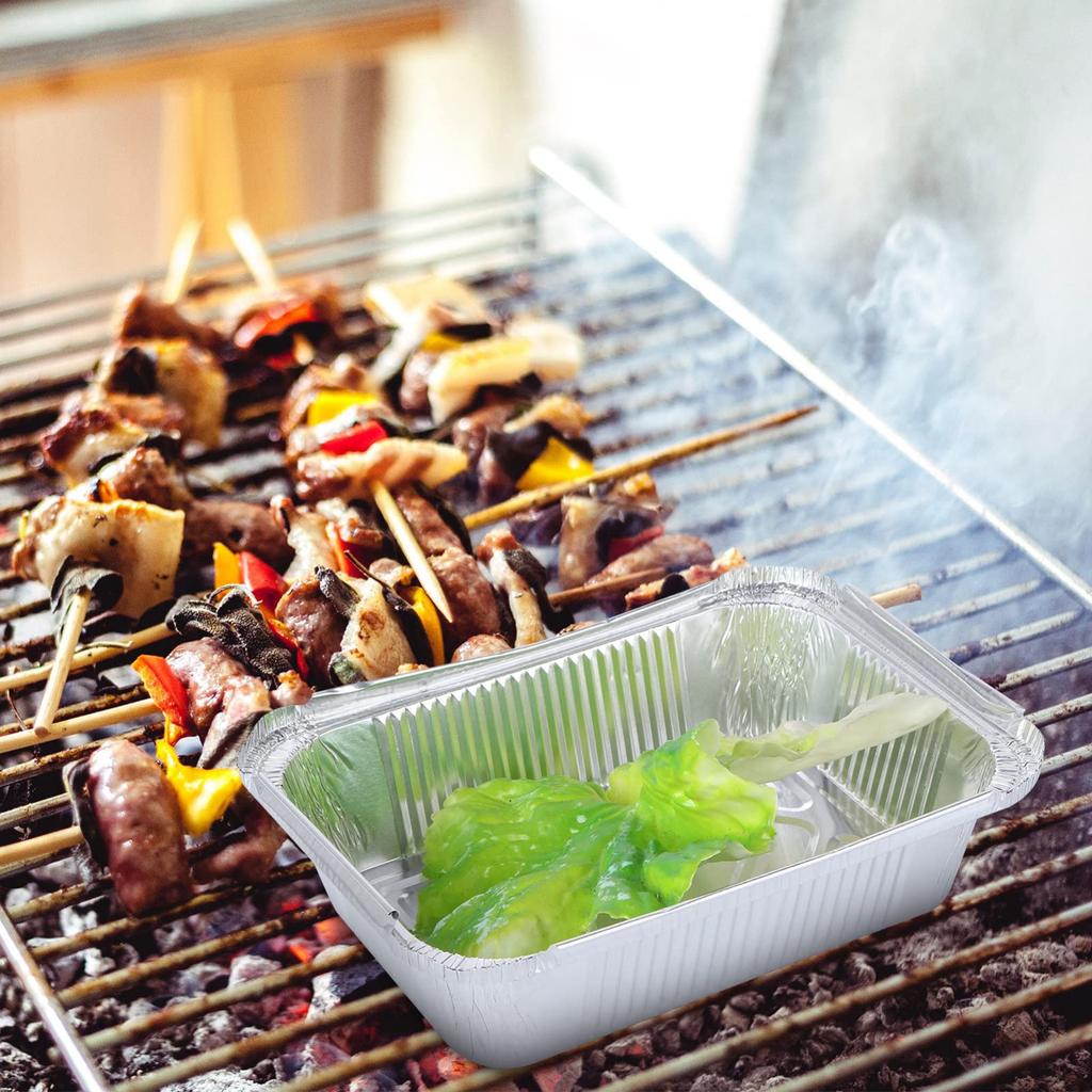 FRCOLOR Square Aluminum Foil Trays for BBQ Food Outdoor Kitchen Serving Trays 20-Pack Grills, Safe, Parties, Cooking, Grilling,