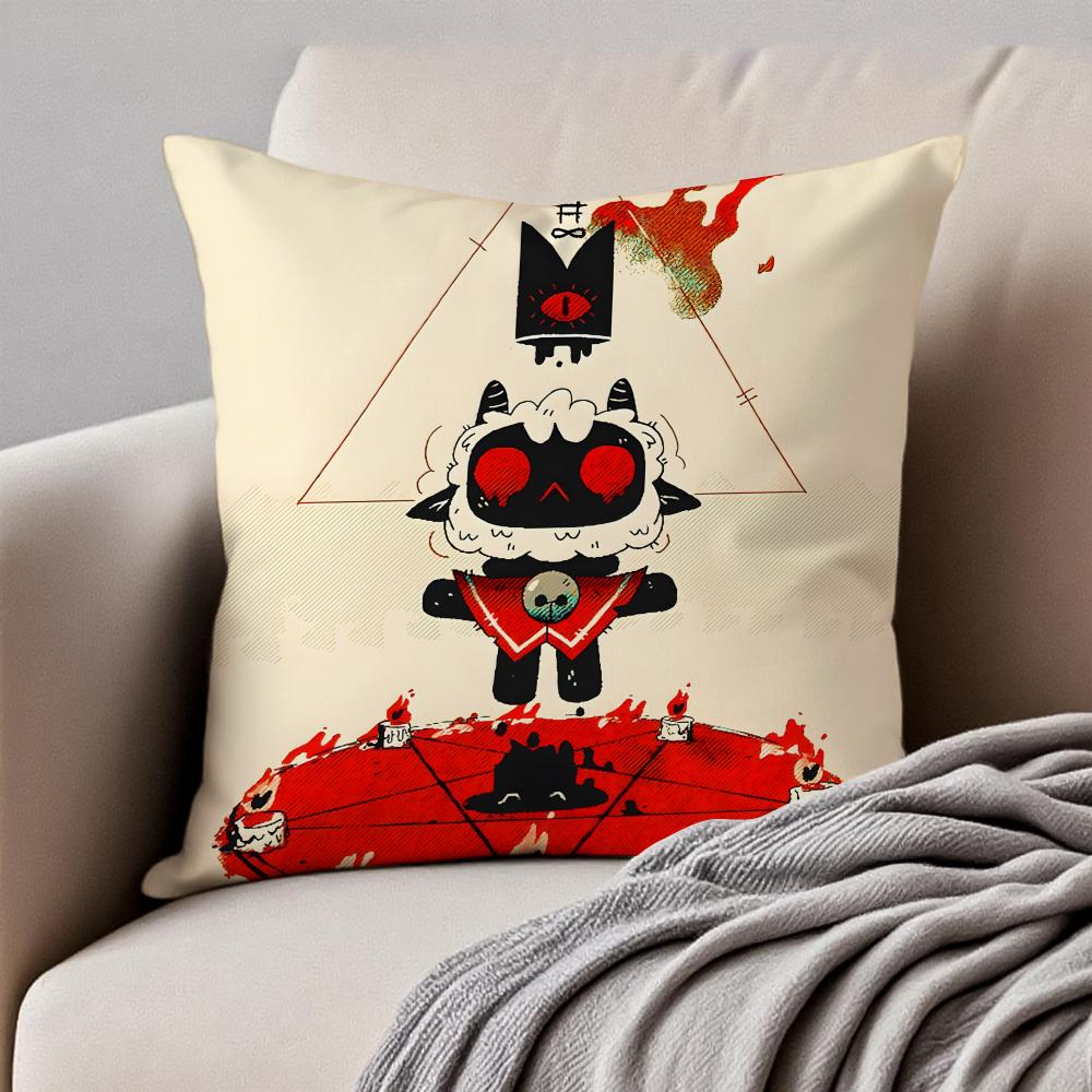Gothic CCult Of The Lambs Game Cushion Cover Pillowcase Antidustmite Invisible Zipper Short Plush Sofa Cushion