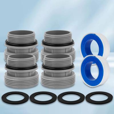 4 Pack Pool Hose Adapter with Clamp Washer Pool Pump Connector Pool Filter Pump Hose Adapter for Inlet Outlet Ground Pools