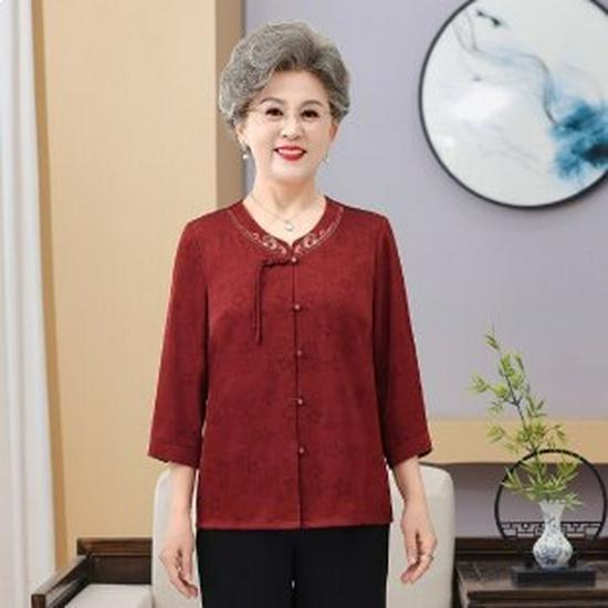 

Stylish Ice Silk Short-Sleeve T-Shirt for Middle-aged and Elderly Women 3XL