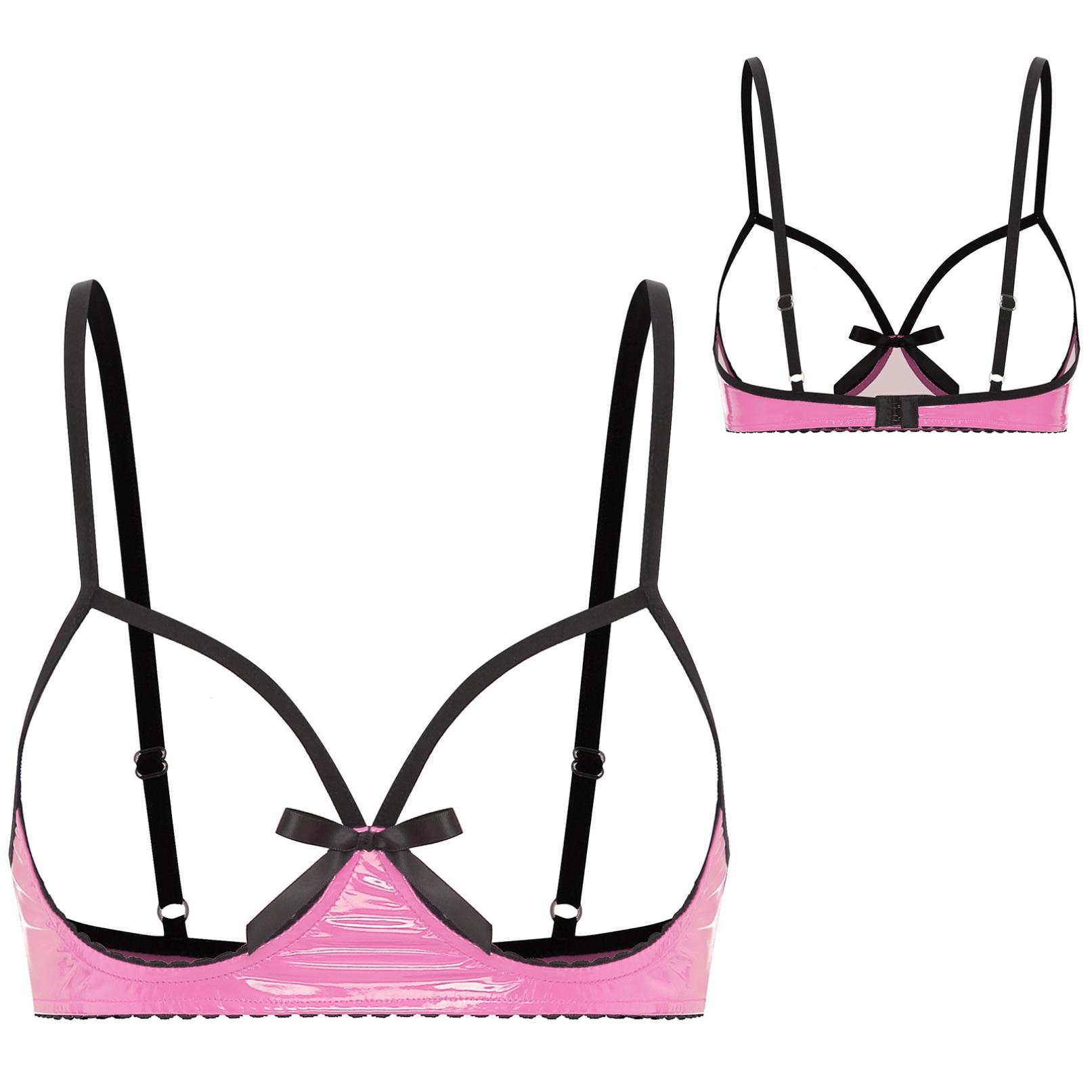 

Женский кожаный сексуальный бюстгальтер для нижнего белья, топы с открытыми сосками, бюстгальтер без подкладки, верхняя одежда для сна S белый