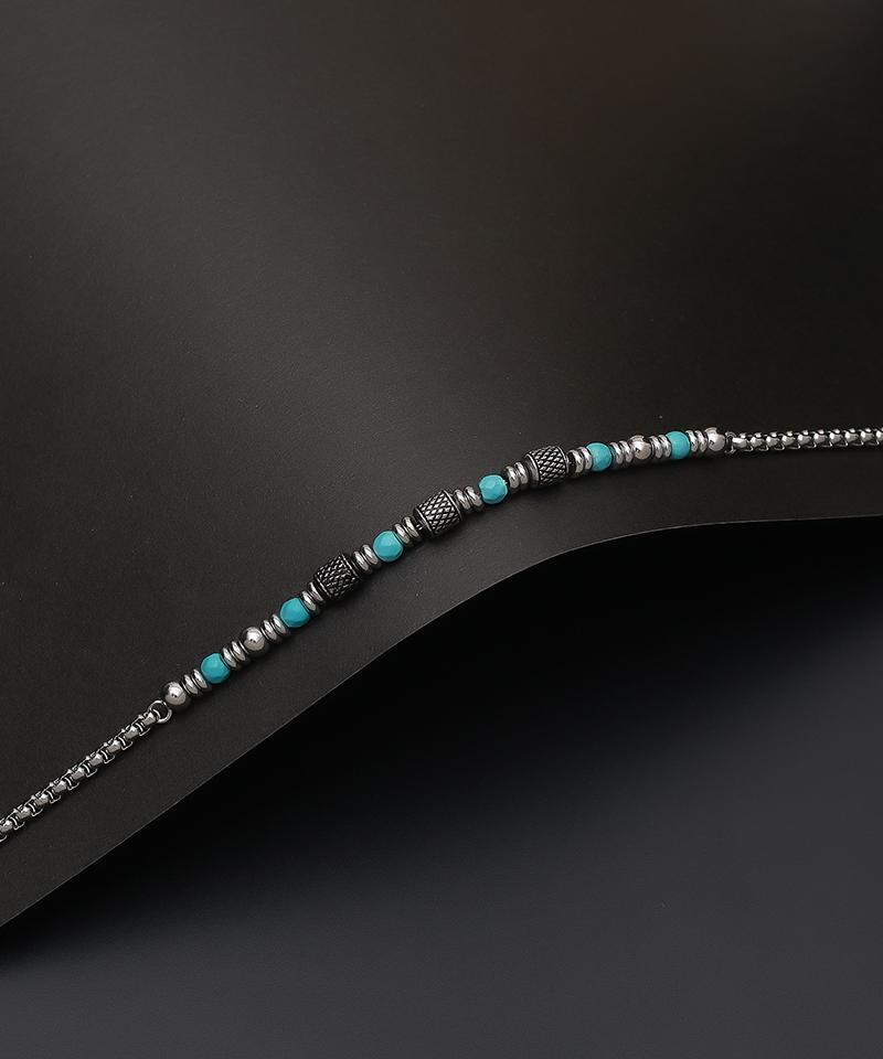 Blancier Ocean Line Bm257B1215 Turquoise Natural Gemstone Chain Men'S Bracelet