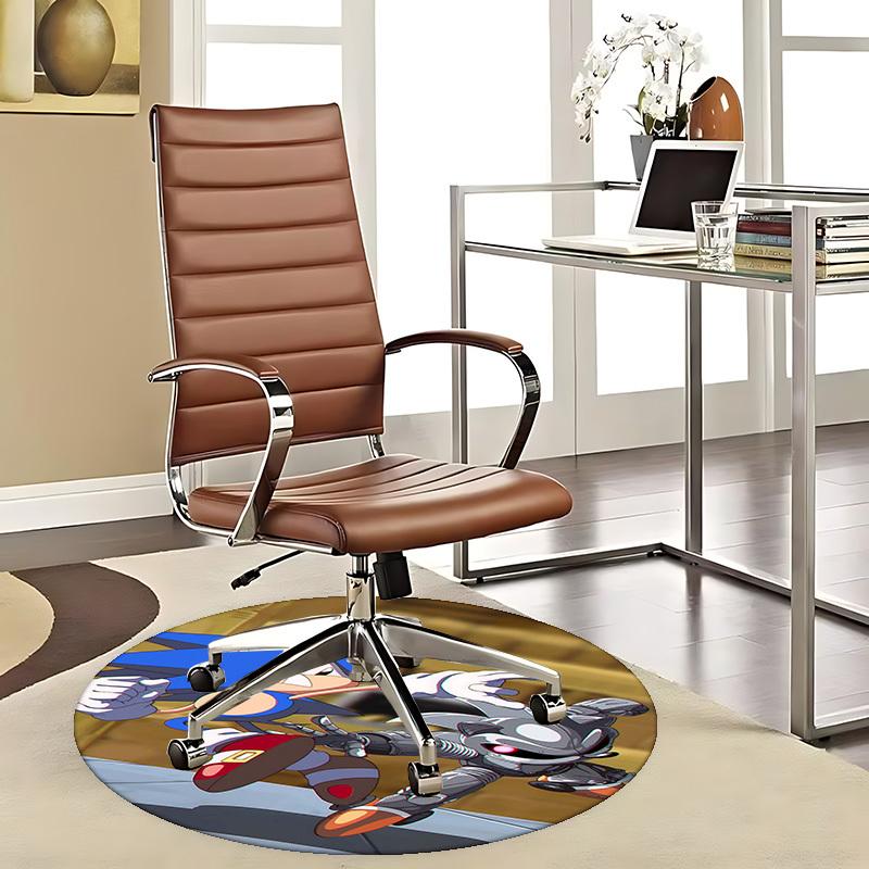 

1pc Sonic the Hedgehog Robotnik Anime Cartoon Design Round Carpet for Office Chair Mat, Non-Slip Rug Suitable for Home Decor, Living Room, Bedroom, Ga 80cm by 80cm