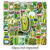 50 Sheets Cucumber Cartoon Cool Decorative Stickers for Scooters, Power Banks, and Stationery Boxes