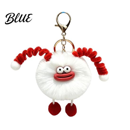 Fluffy Bag Pendants Sausage Mouth Creature Plush Keychain Cartoon Fuzzy Ball Keyring Pendant Women Key Rings Decorative Keychain for Handbags Purses