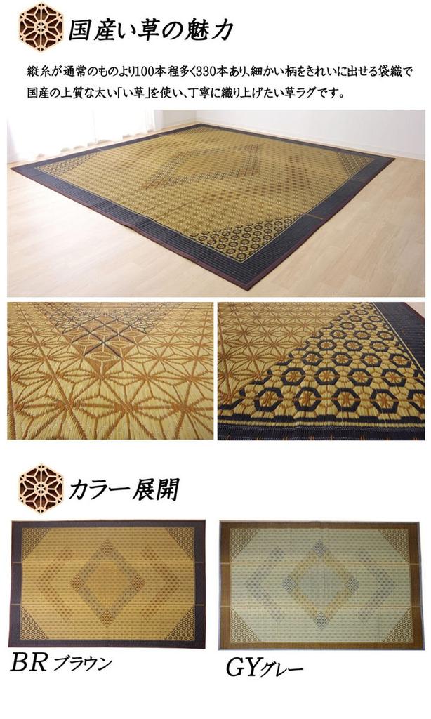 IKEHIKO Rush Grass Rug/Carpet, DX Kumiko Pattern, Approx. 95 X 150cm, Gray, Made In Japan, Non-Woven Backing #1715350